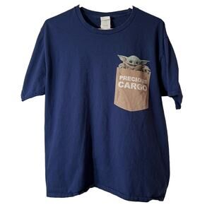 Port & Company Star Wars Baby Yoda Blue T Shirt Size Large
